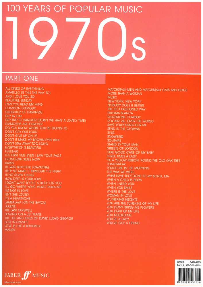 100 Years Of Popular Music 1970s Volume 1 Piano Voice Guitar 